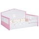preview thumbnail 2 of 7, Full size Wooden Daybed with Trundle and Sensor Light, Pink