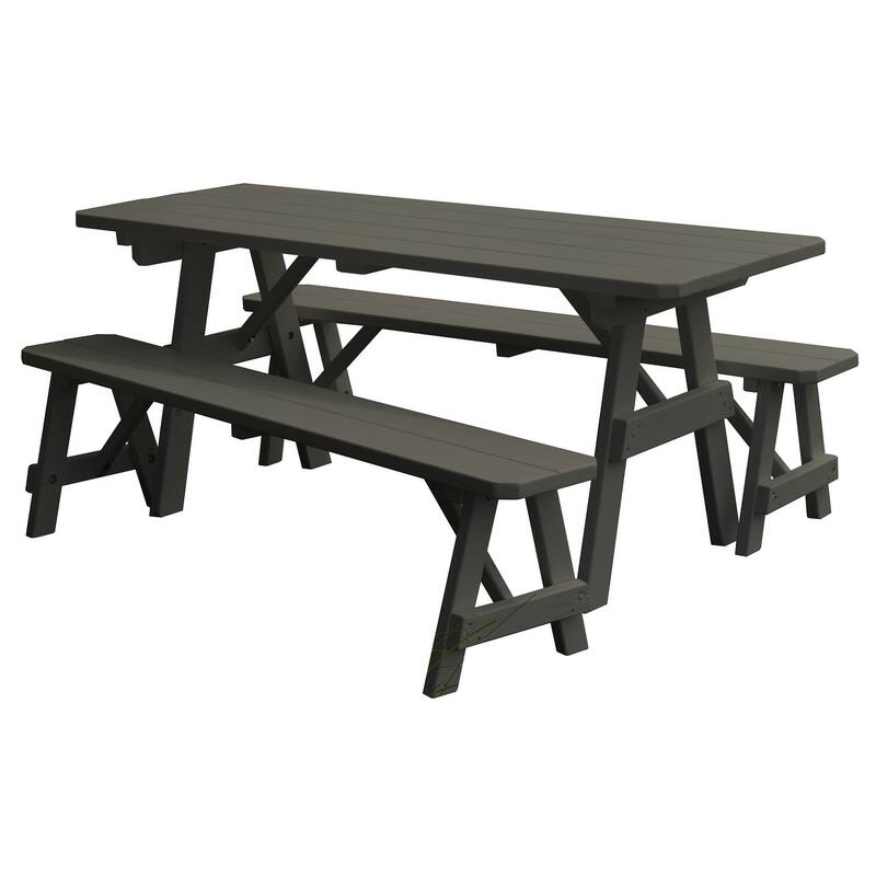 Pine 4' Traditional Picnic Table with 2 Benches - Olive Gray