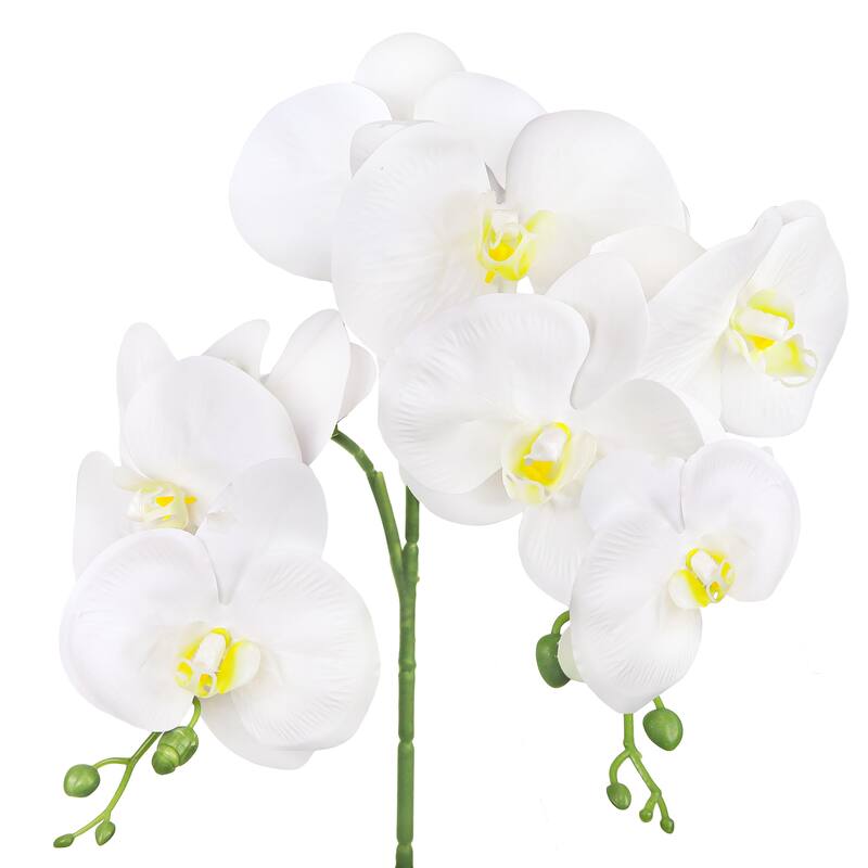 Set of 3 Natural Touch White Artificial Phalaenopsis Orchid Flower Stem Spray 34in - 34" L x 10" W x 4" DP