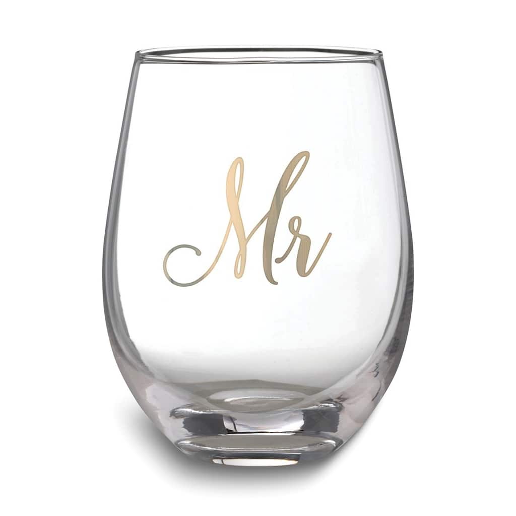 Curata Lillian Rose Gold-Tone Mr. Stemless Wine Glass