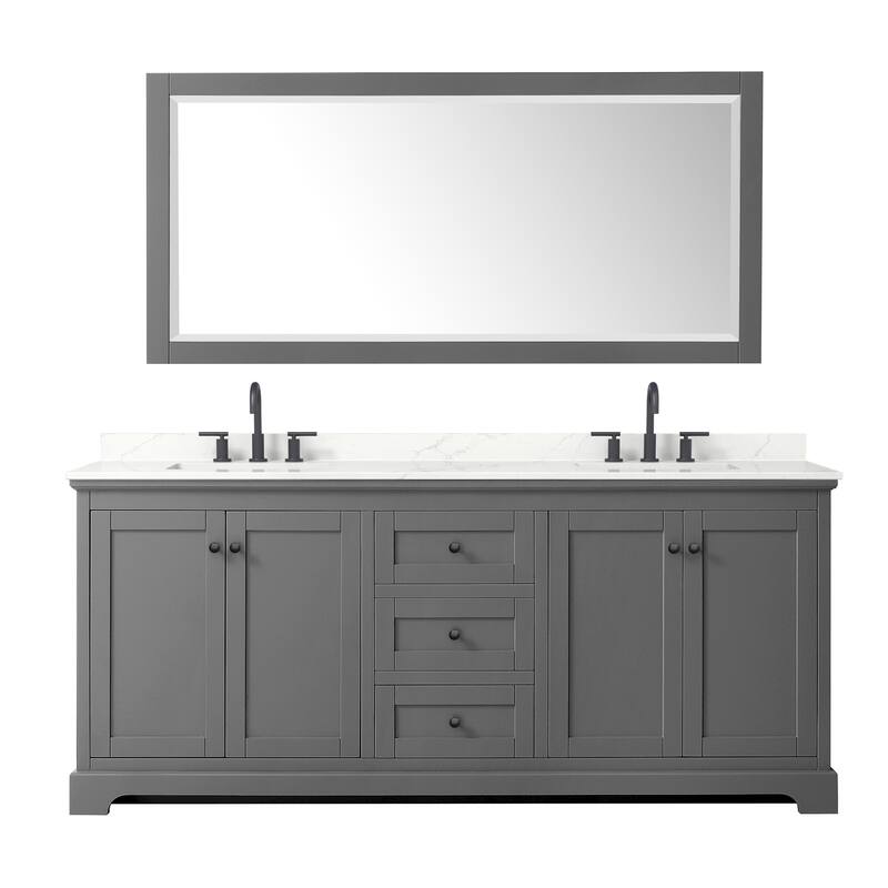 Avery 80-inch Double Vanity, Quartz Top, 70-inch Mirror