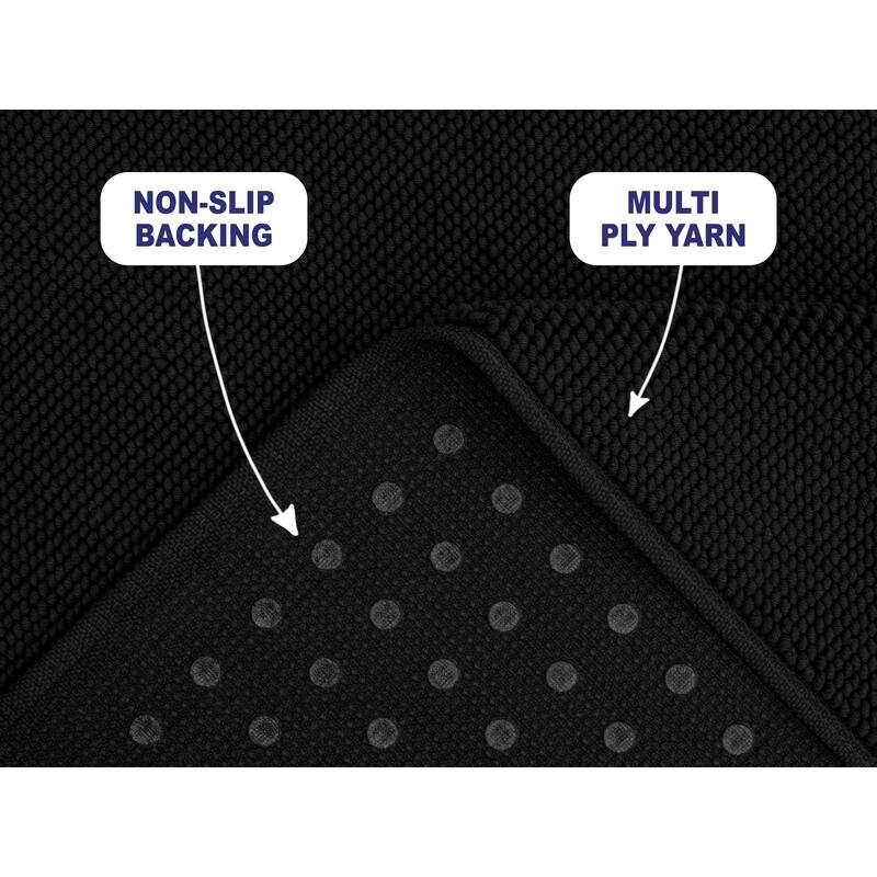 American Soft Linen 100% Cotton Bath Mat Rugs, 17x24 inches Slip Resistant Bottom Base Bath Mats for Bathroom