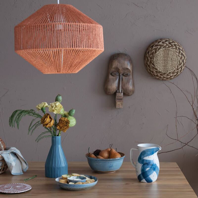 Hand-Carved Albasia Wood Mask Wall Décor