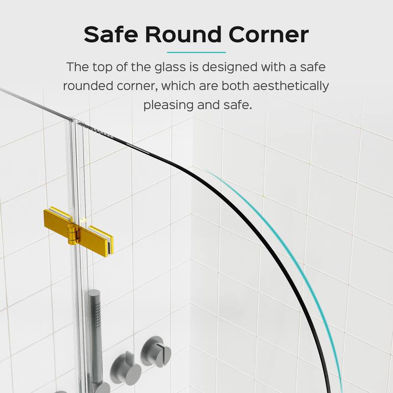 Topcraft 34“ W * 58” H Tempered Glass Frameless Shower Door - N/A