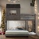 preview thumbnail 1 of 7, Simple Twin Over Full Wooden Bunk Bed Loft Bed With Ladder and Guardrails Antique Grey