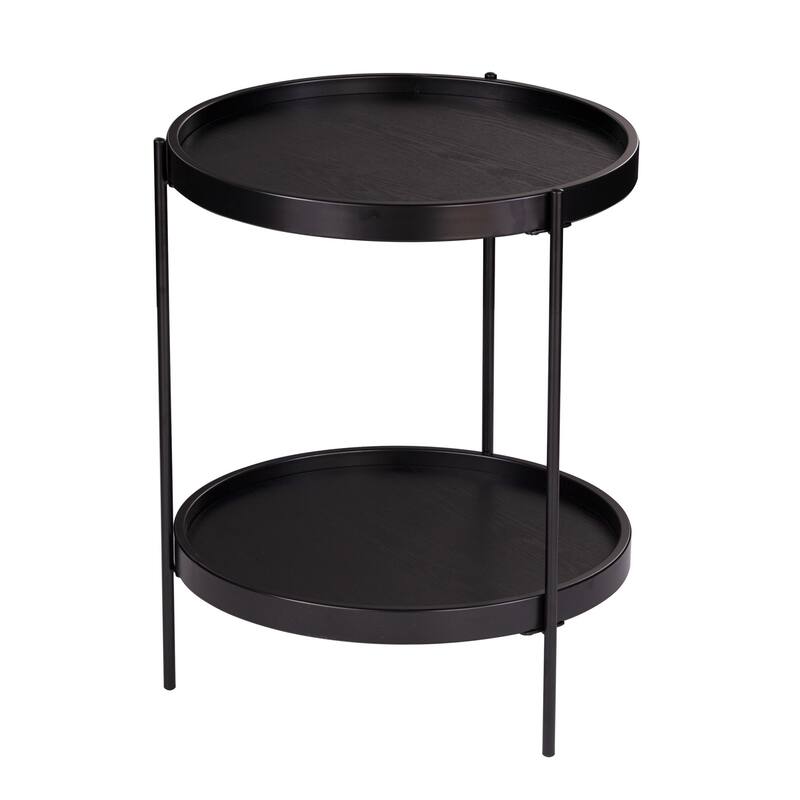 24" Black Manufactured Wood And Iron Round End Table With Shelf - 19.75x19.25x24
