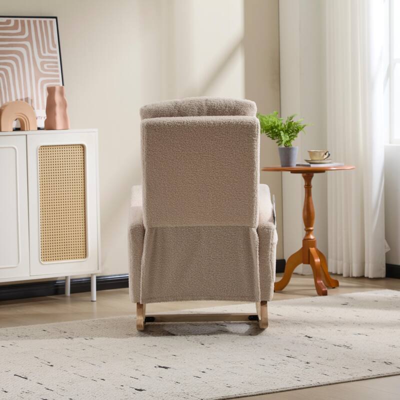 Modern Accent Rocking Chair Rocking Chair with Solid Wood Legs
