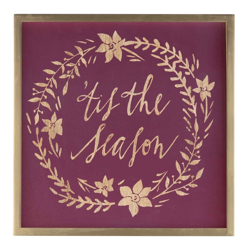 "Merry Christmas" "'Tis The Season" Framed Wall Signs 15.75" Set of 2