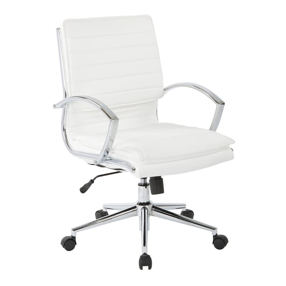 Faux Leather Chair/ Chrome Base Mid-back Professional Managers Chair w/ Removable Sleeves