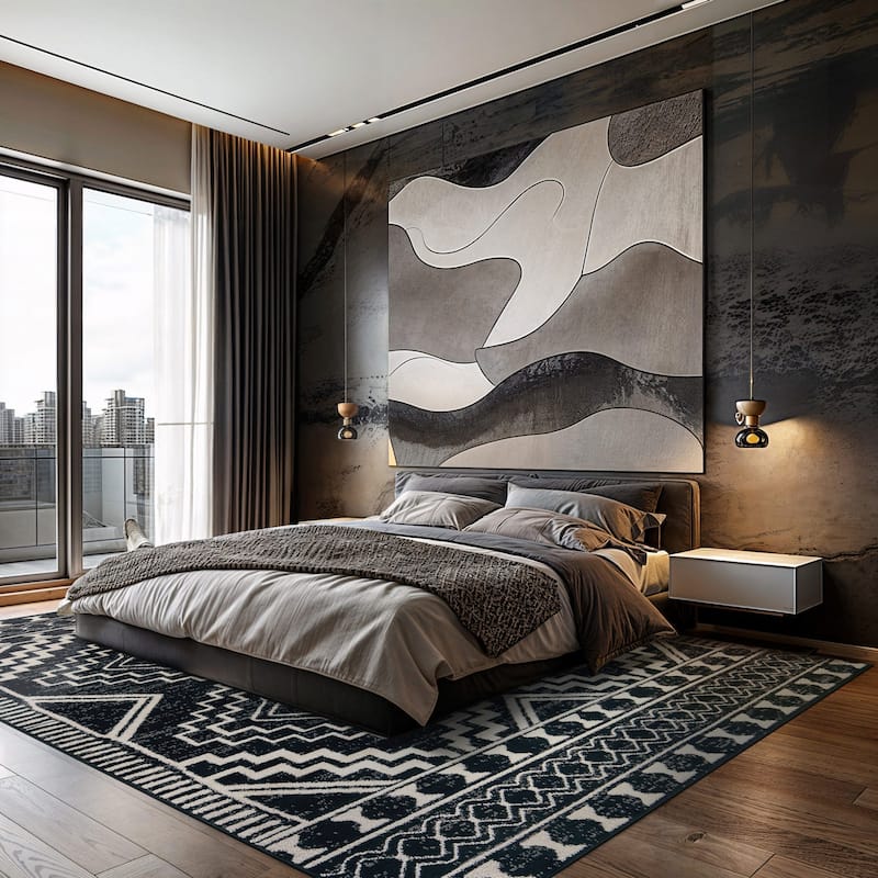 Transitional Bohemian Area Rug, Pet Friendly for Bedroom & Living Room