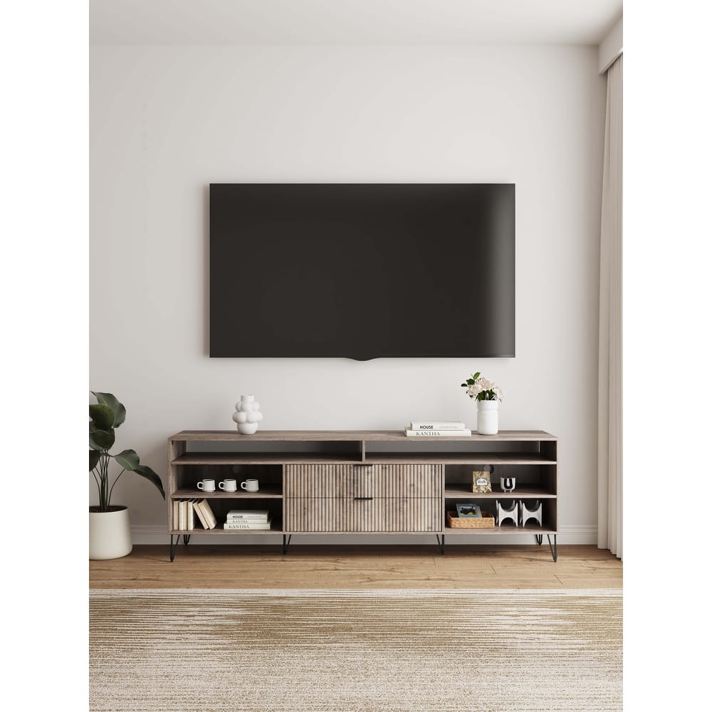 Manhattan Comfort Dumbo Mid-Century Modern TV Stand with 6 Shelves
