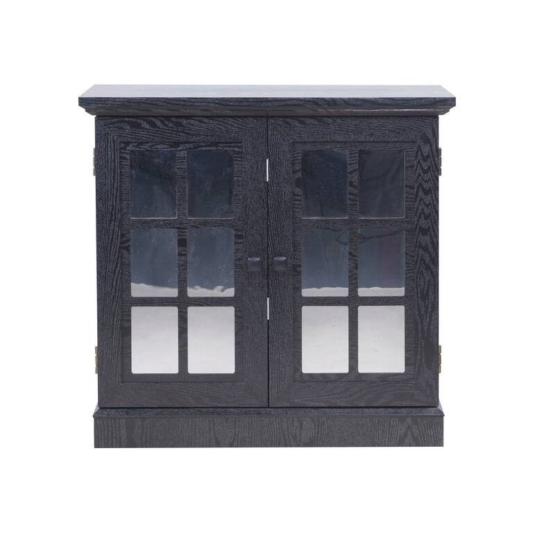 Sideboard Cabinet with Acrylic Mirrored Doors, Wooden Kitchen Pantry Storage Cabinet, Accent Cabinet with Adjustable Shelf