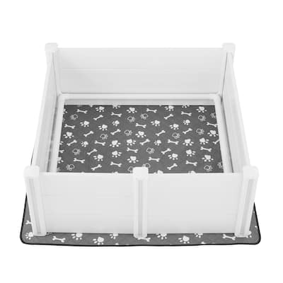 Grey PVC Whelping Box for Large Dogs with 3 Doors and Waterproof Pee Pad
