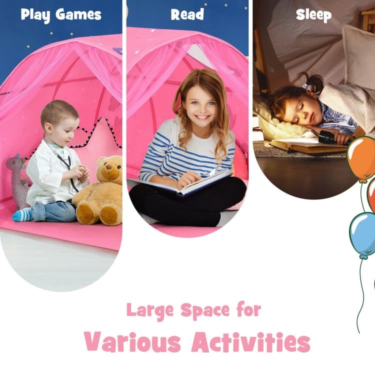 Kids Galaxy Starry Sky Dream Portable Play Tent with Double Net Curtain - 57" (L) x 40" (W) x 32.5" (H)