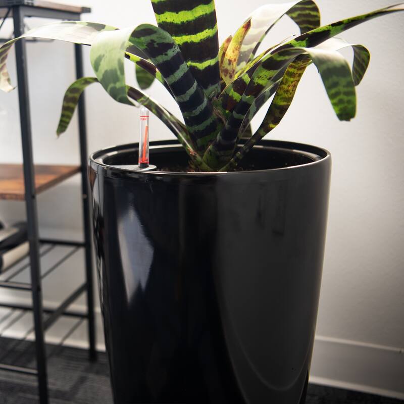 XBrand 21" H Plastic Self Watering Indoor Outdoor Tall Round Planter Pot w/ Glossy Finish