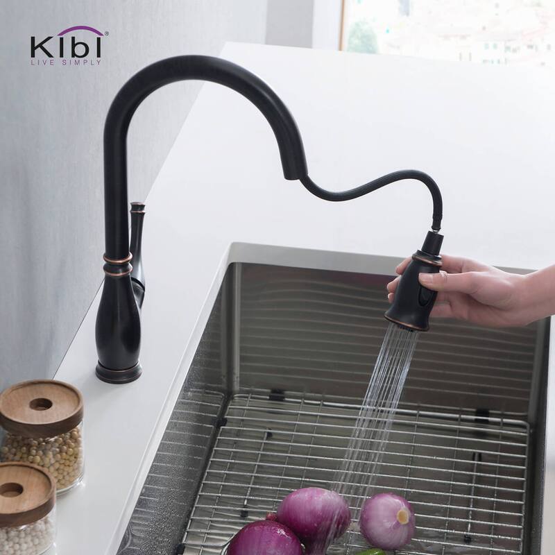 Summit Single Handle Pull Down Kitchen Sink Faucet with Soap Dispenser