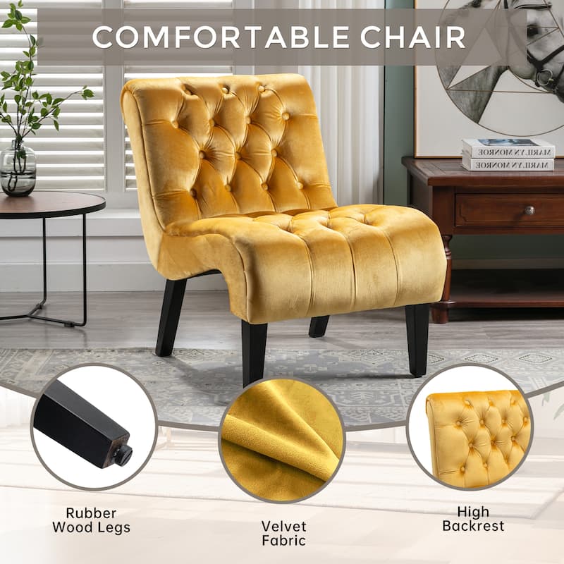 Modern Velvet Armless Living Room Chairs Set of 2