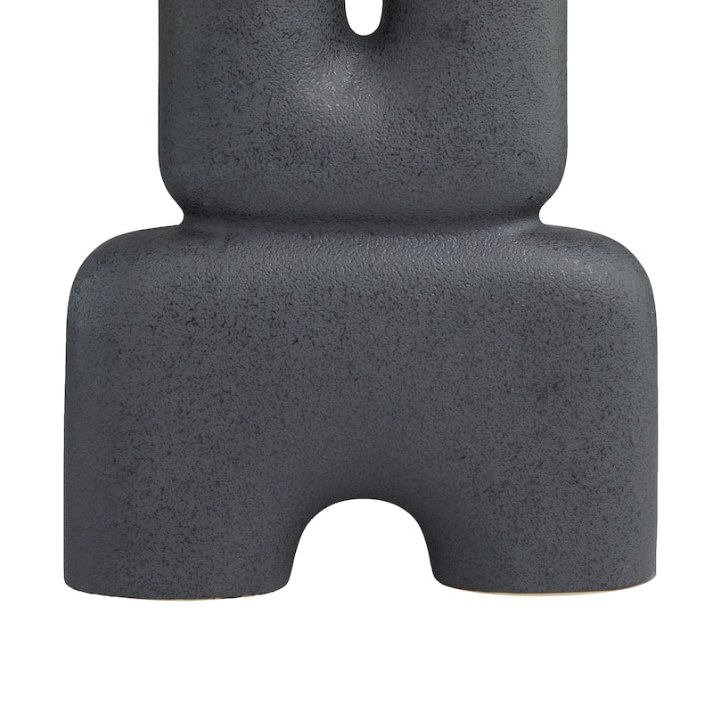 Black Ceramic U-Shaped Abstract Decorative Vase - 11"W, 15"H