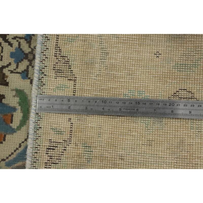 Hand Knotted Oriental 100% Wool Carpet Traditional Floral Green Tabriz Area Rug - 9' 5'' X 6' 5''