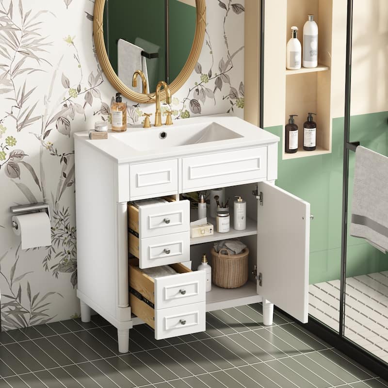 30" Bathroom Vanity with Sink With 2 drawers and soft close doors