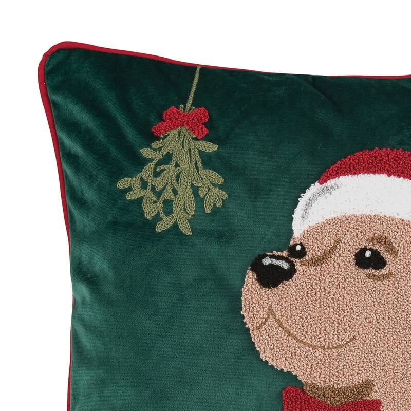 18" x 18" Mistletoe Puppy Throw Pillow