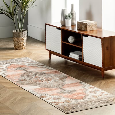 Nuloom Gracie SpinClean Distressed Medallion Machine Washable Area Rug