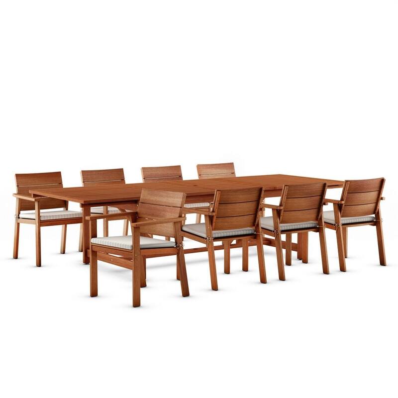 Amazonia Megan 9 piece Patio Dining Wood Set - 9 Piece - Brown