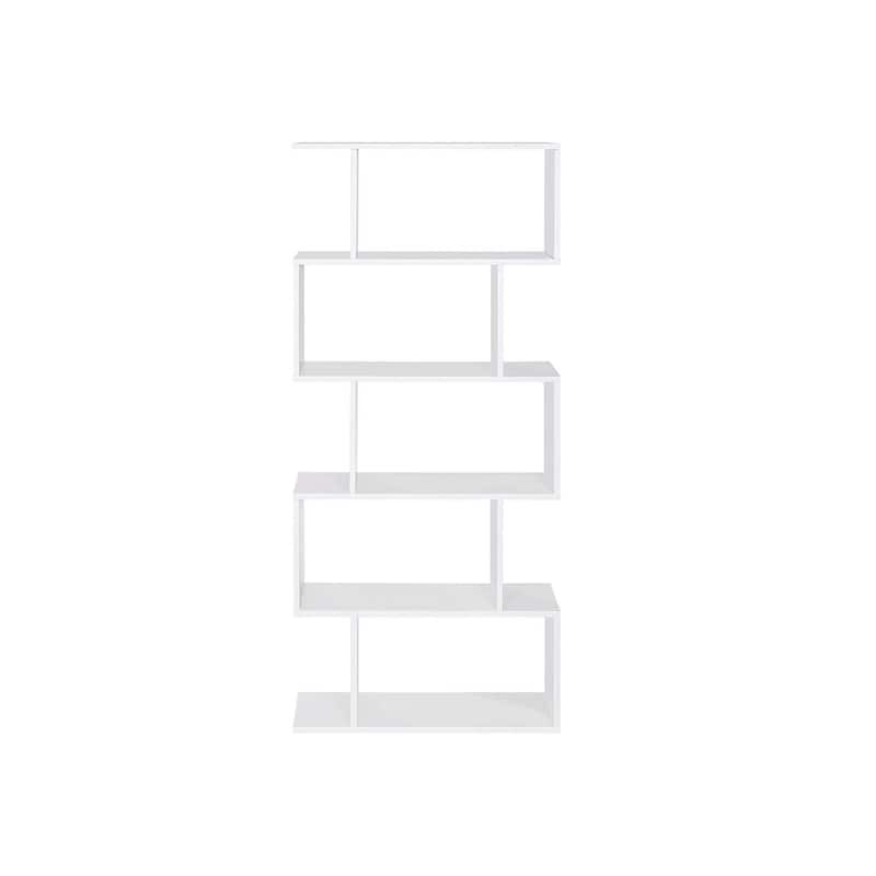Brown Wooden 5-Tier Bookcase with Durable Shelves for Home and Office Storage - 9.4”D x 27.6”W x 62.6”H