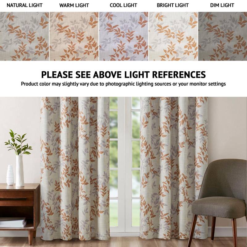 SunSmart April SIngle Printed Botanical Blackout Curtain Panel