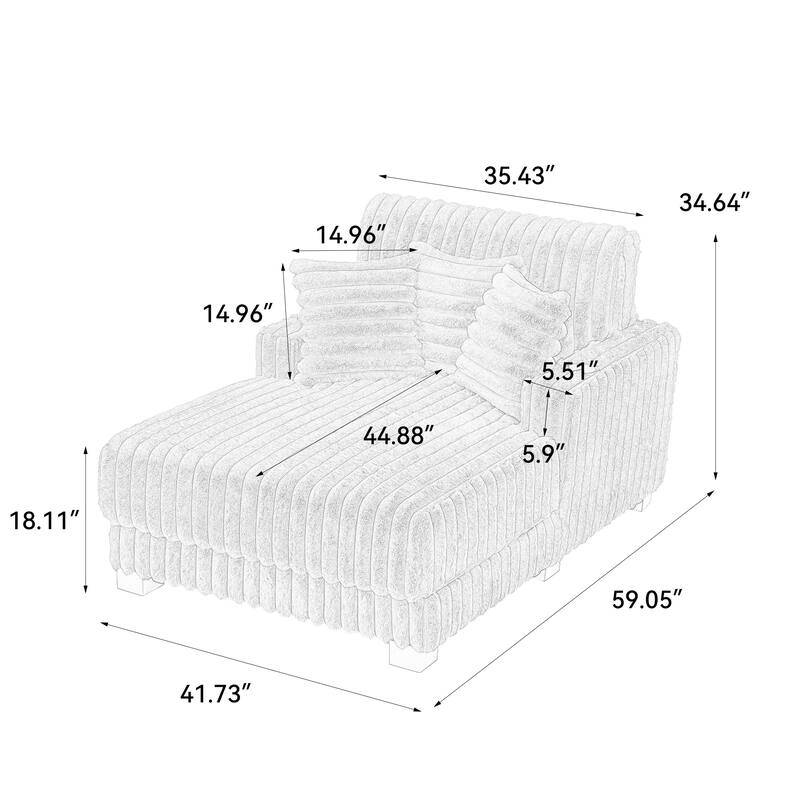 42"W Upholstered Chaise Lounge Sofa Bed with Pillow and Cup Holder