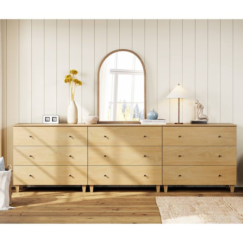Wood Dresser with 3 Wide Drawers for Bedroom, Kids Room
