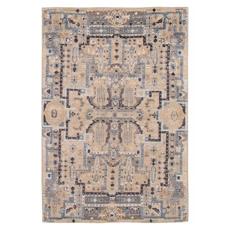 ECARPETGALLERY Hand-knotted Heritage Taupe Silk, Wool Rug - 5'2 x 7'7 - Taupe - 5'2 x 7'7