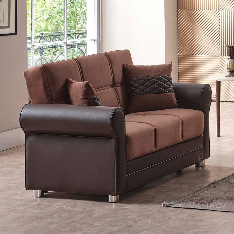 Collection Upholstered Convertible Loveseat With Storage