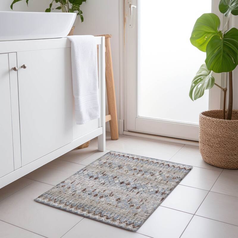 Premium Washable Super Soft Boho Contemporary Mayfield Rug - Blue - 1' 8" x 2' 6" - Rectangle