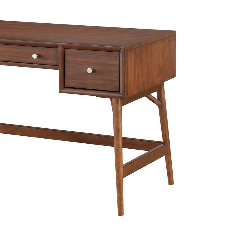 Brown Finish Stylish Writing Desk Storage Drawers