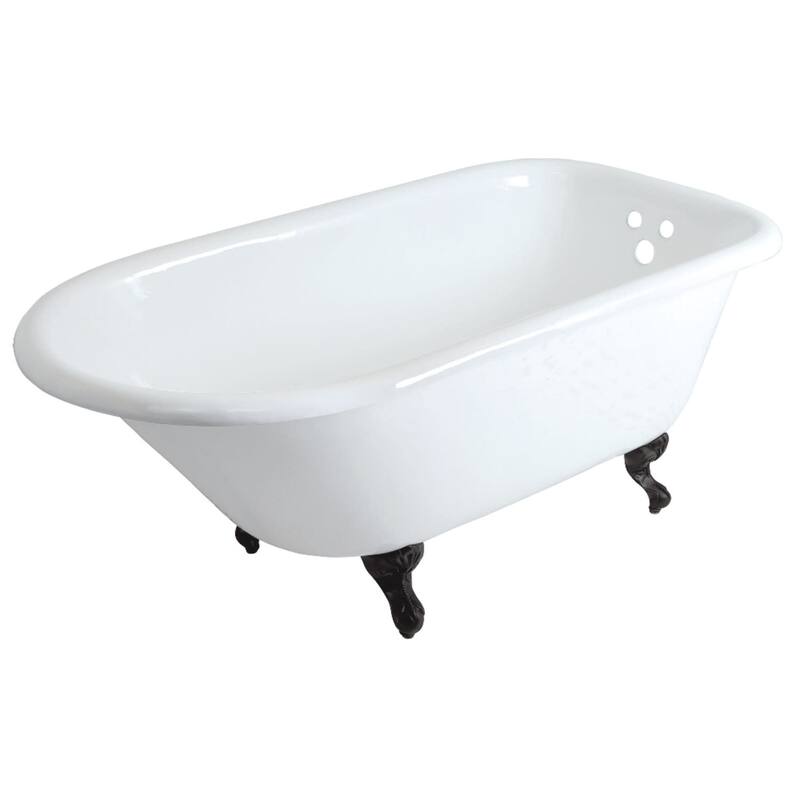 Kingston Brass Aqua Eden 60" Clawfoot Cast Iron Soaking Tub with - White / Matte Black