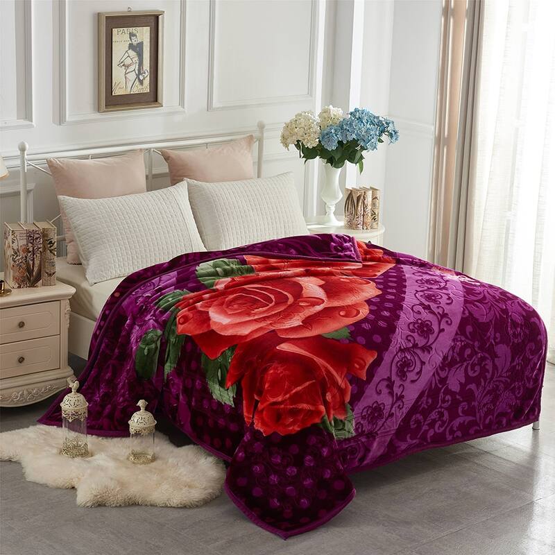 2 Layer King Size Fluffy Chunky Large Raschel Blanket Super Soft Faux Fur Blanket