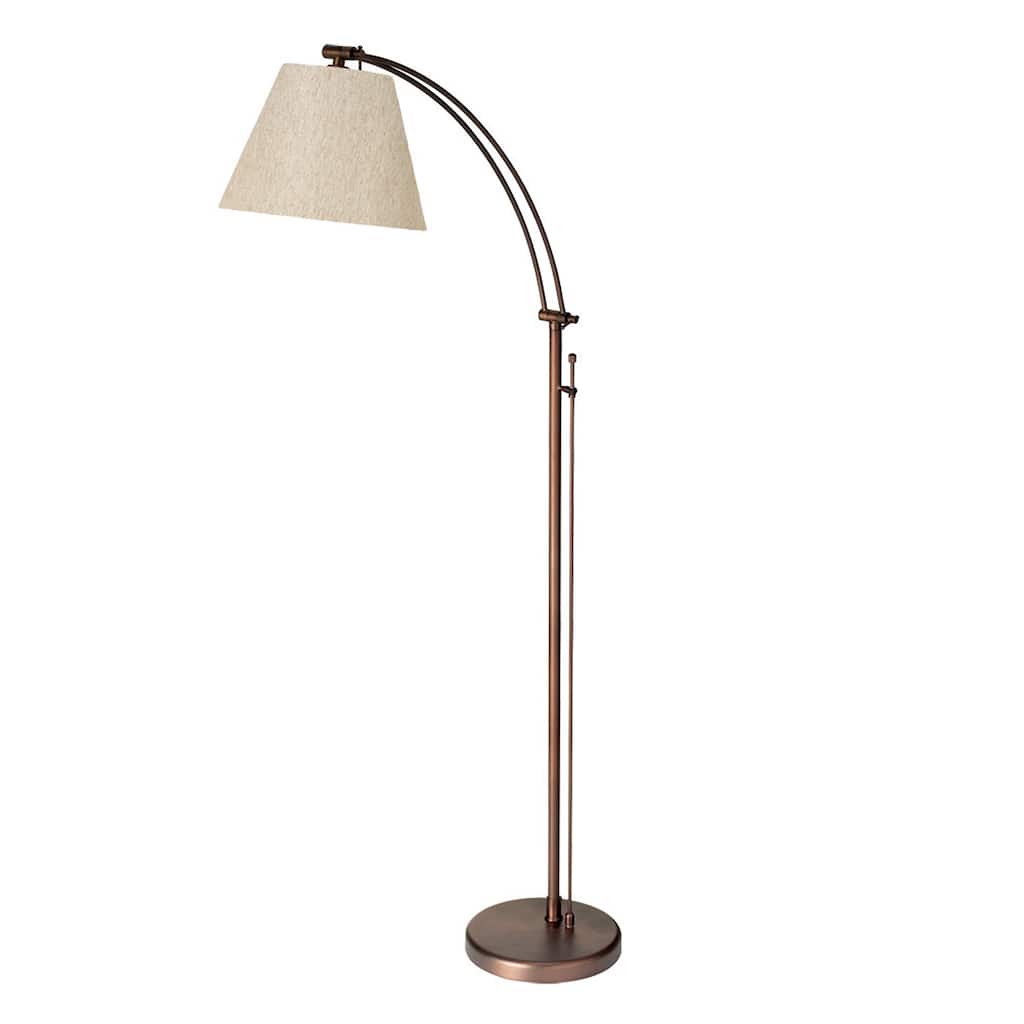 Dainolite Felix Adjustable Floor Lamp - Oil Brushed Bronze - Flax Empire Shade - Rotary Dimmer Switch