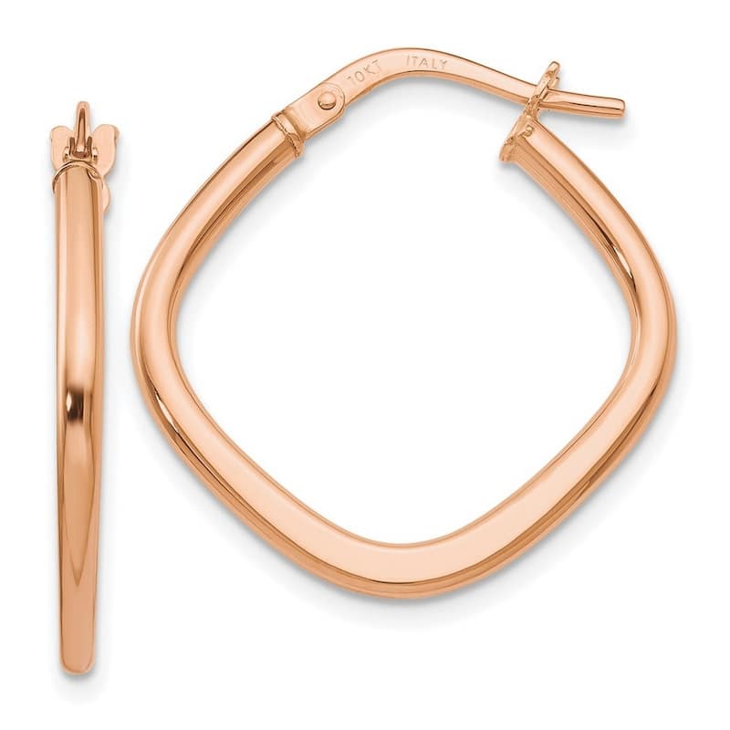 Curata 10k Yellow, White or Rose Rose Gold Italian 21.5x6mm Square Hoop Earrings