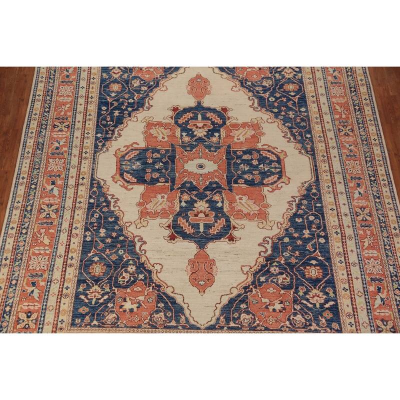 Heriz Serapi Oriental Rug Vegetable Dye Hand-Knotted Wool Carpet - 8'10"x 11'9"