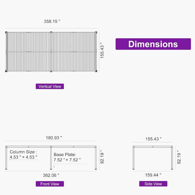 PURPLE LEAF Solar Louvered Pergola with LED String Lights Aluminum Outdoor Pergola with Adjustable Roof for Patio Garden