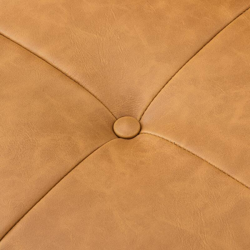 Glitzhome Modern PU Leather Tufted Accent Chair with Ottoman Set