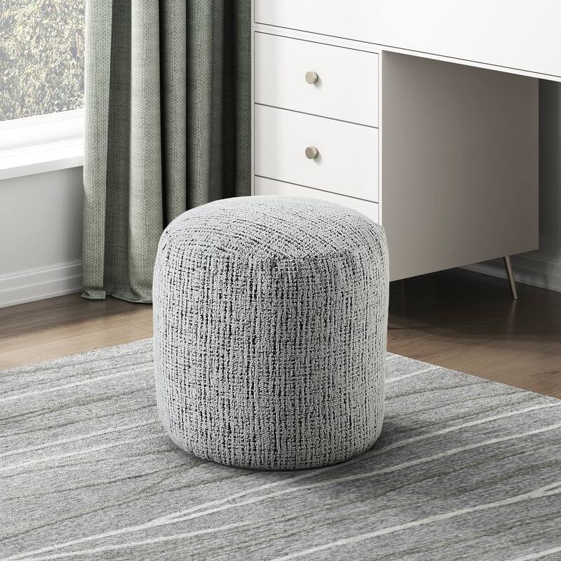 Cylindrical Pouf MultiColor Jacquard Fabric Upholstery Modern Ottoman, Footstool