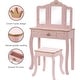 preview thumbnail 5 of 11, UTEX Pretend Play Kids Vanity Table and Chair Vanity Set with Mirror Makeup Dressing Table with Drawer,Play Vanity Set