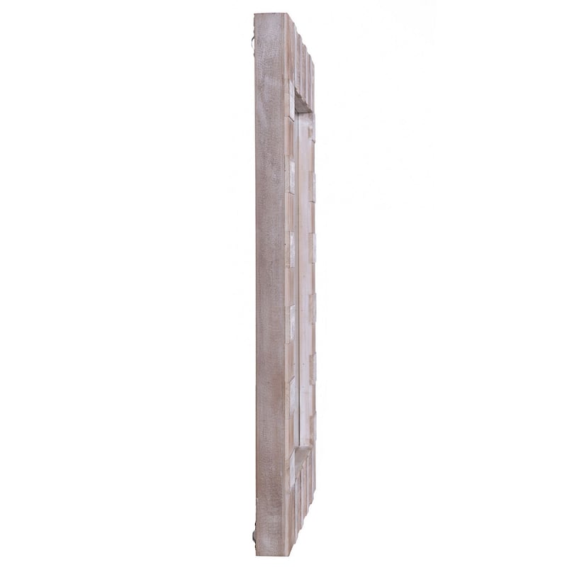Rectangular Faux Wood Striped Mirror - Natural, White Wash Finish