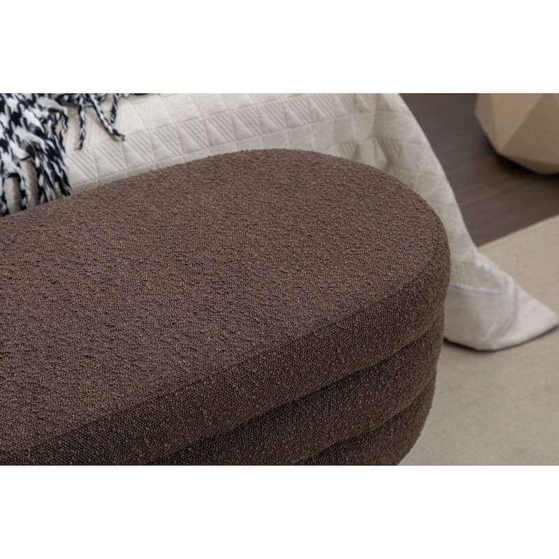 44.8" Storage Bench with 300lb Seating, Boucle Fabric Bed Bench with Wood Legs Safety Hinge