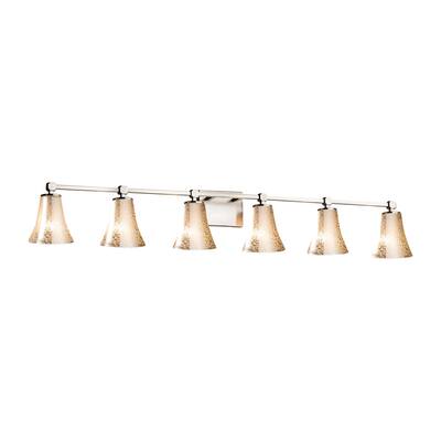 Justice Design Fusion Tetra 6-light Brushed Nickel Bath Bar, Mercury Round Flared Shade - Silver