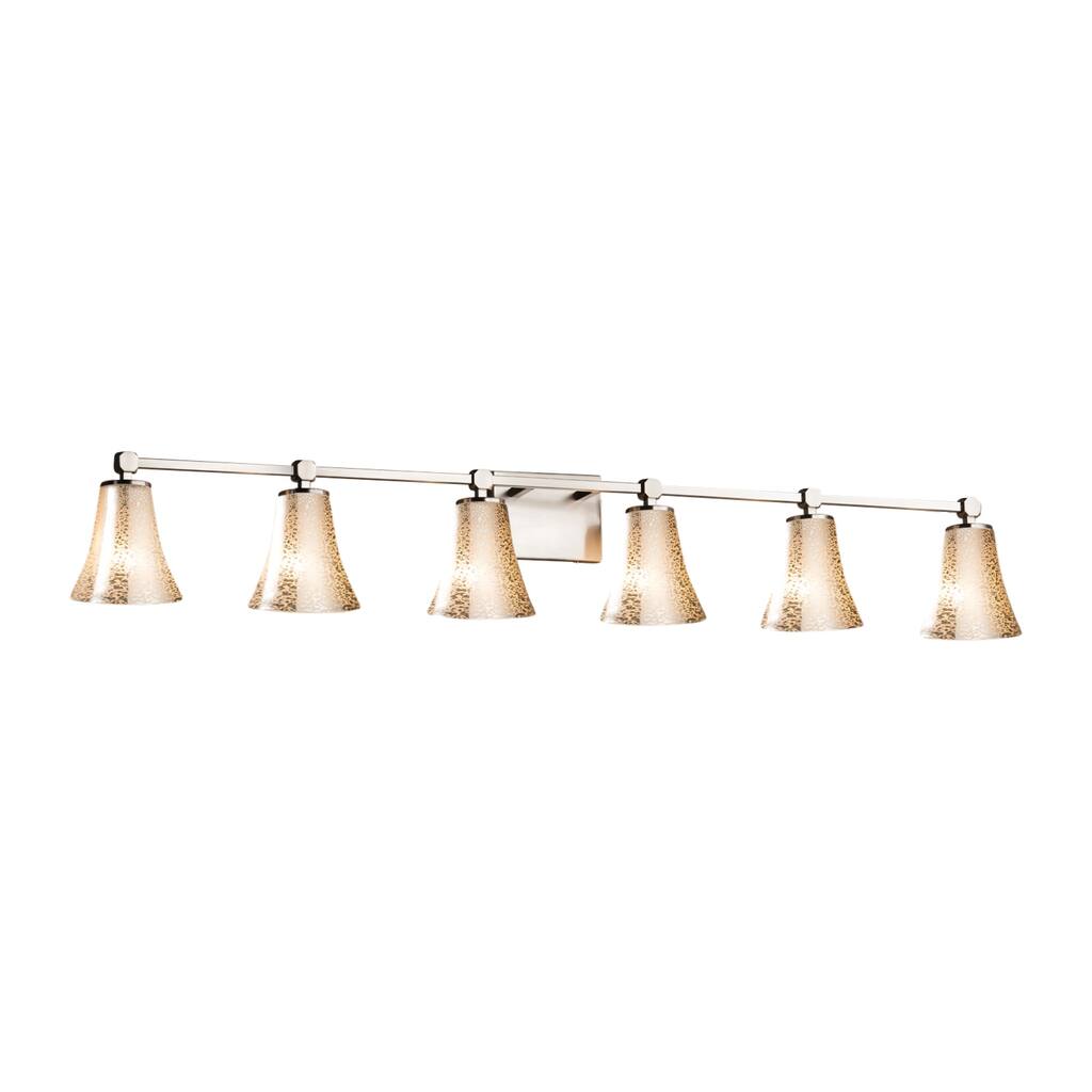 Justice Design Fusion Tetra 6-light Brushed Nickel Bath Bar, Mercury Round Flared Shade - Silver