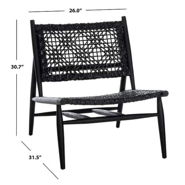 dimension image slide 2 of 6, SAFAVIEH Bandelier Open Leather Weave Squared Accent Chair. - 26" W x 32" D x 31" H