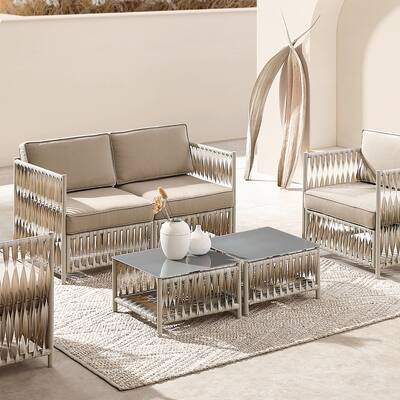 Art Leon 5 Pieces Outdoor Chat Set with Coffee Table
